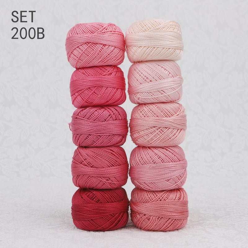 AMOHilos Size 8 Double Mercerized Egyptian Long Staple Cotton Pearl Thread Ball 5 Grams Rainbow Color Embroidery Thread 10 Colors per Box for Crochet Hardanger Cross Stitch Hand Embroidery (Set B) - Image 3